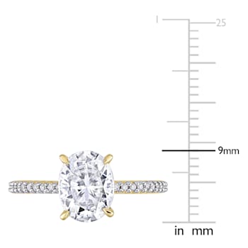 2 CT DEW Created Moissanite and 1/10 CT TW Diamond Engagement Ring in
14K Yellow Gold
