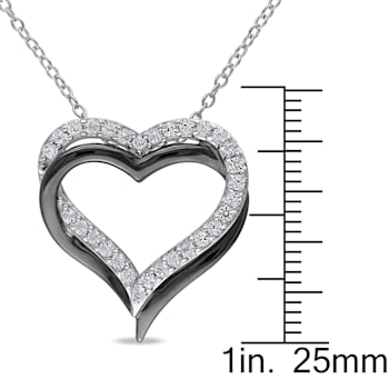 Created White Sapphire Crossover Heart Pendant With Chain Sterling
Silver with Black Rhodium Plating
