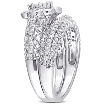 1/6 CT TW Diamond Vintage Bridal Set in Sterling Silver
