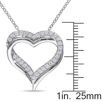 5/8 CT TGW Created White Sapphire Crossover Heart Pendant with Chain in
Sterling Silver