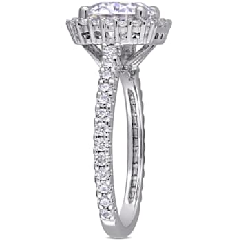 2-1/2 CT DEW Created Moissanite Halo Engagement Ring in 10K White Gold