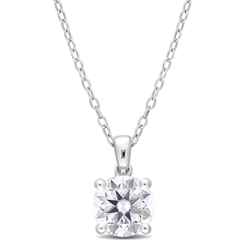 1 4/5 CT DEW Created Moissanite Solitaire Pendant with Chain in Sterling Silver