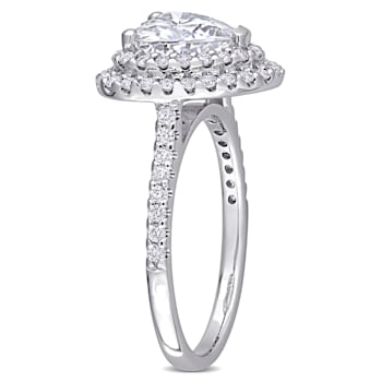 2-5/8 CT DEW Created Moissanite Double Halo Engagement Ring in 10K White Gold