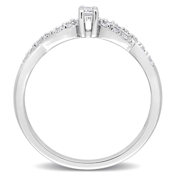 1/5 CT TGW Created White Sapphire and 1/10 CT TW Diamond Open Infinity
Ring in Sterling Silver
