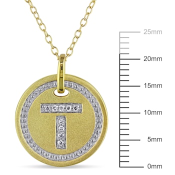 Diamond "T" Initial Pendant with Chain in 18K Yellow Gold Over
Sterling Silver