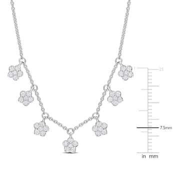 1/3 CT TW Diamond Floral Station Necklace in 14K White Gold