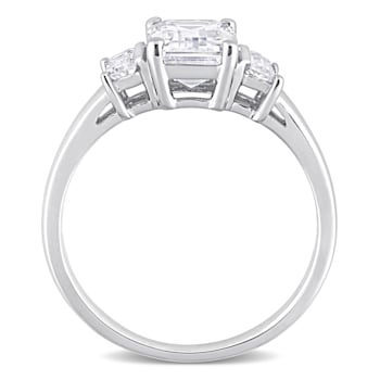 2 1/3 CT DEW Created Moissanite 3-Stone Engagement Ring in Sterling Silver