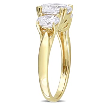 3 CT DEW Created Moissanite 3-Stone Engagement Ring in 10K Yellow Gold