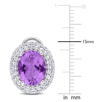 5 2/5 CT TGW Amethyst And White Topaz Double Halo Earrings in Sterling Silver