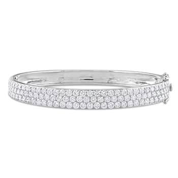 5 3/4 CT TGW Lab Grown Diamond Triple Row Bangle in 14k White Gold
