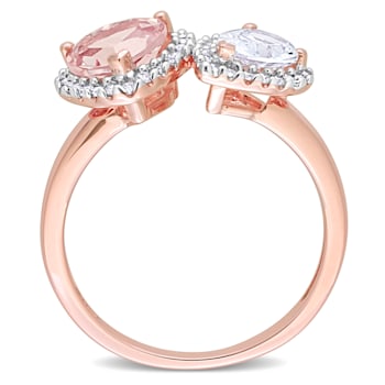 2 1/4 CT TGW Morganite, Created White Sapphire and 1/5 CT TW Diamond
2-Stone Ring in 14K Rose Gold
