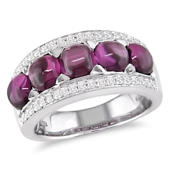 5 CT TGW Rhodolite and 1/4 CT TW Diamond Ring in 14K White Gold