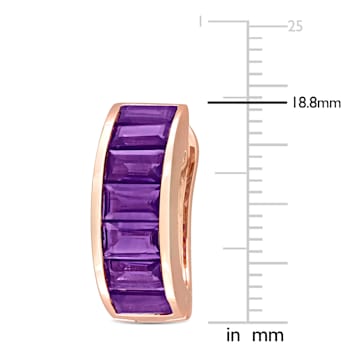 3 5/8 CT TGW Amethyst Hoop Earrings in Rose Plated Sterling Silver