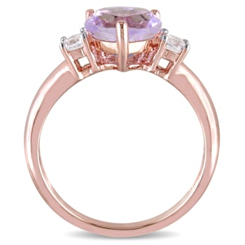 2 CT TGW Rose de France and Created White Sapphire Heart Ring in 18K
Rose Gold Over Sterling Silver