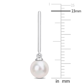 6-6.5MM Freshwater Cultured Pearl Dangle Earrings in 10K White Gold