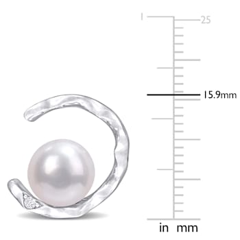 7.5-8MM Freshwater Cultured Pearl and Created White Sapphire Stud
Earrings in Sterling Silver