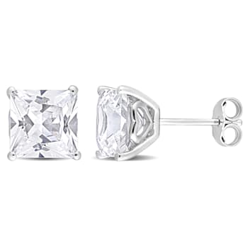 6 1/8 CT TGW Square Created White Sapphire Stud Earrings in Sterling Silver