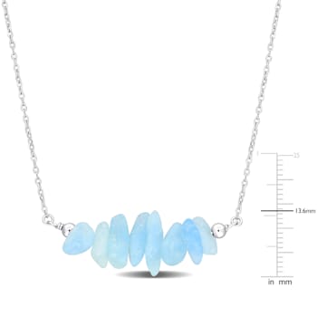1 CT TGW Aquamarine Bead Necklace in Sterling Silver