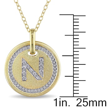 Diamond Initial "N" Pendant with Chain in 18K Yellow Gold Over
Sterling Silver
