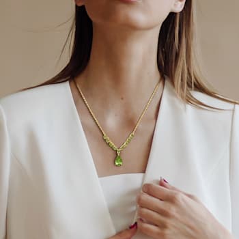 4 3/4 CT TGW Peridot Lariat Necklace in Sterling Silver