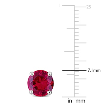 3 1/4 CT TGW Created Ruby Stud Earrings in Sterling Silver