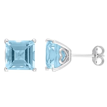 6 CT TGW Square Sky Blue Topaz Stud Earrings in Sterling Silver