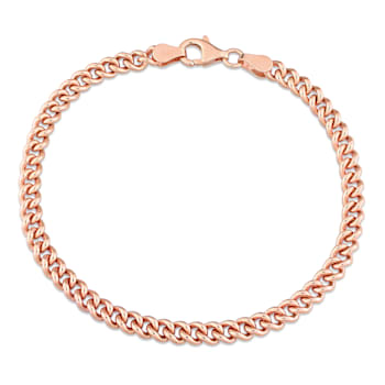 4.4MM Curb Link Chain Bracelet in 18K Rose Gold Over Sterling Silver