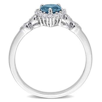 5/8 CTW London Blue Topaz and Diamond Accent Promise Ring in Sterling Silver