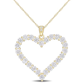 2 2/5 CT DEW Created Moissanite Heart Pendant with Chain in Yellow
Plated Sterling Silver