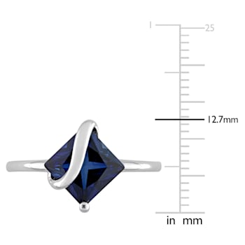 2 4/5 CT TGW Created Blue Sapphire Ring in Sterling Silver