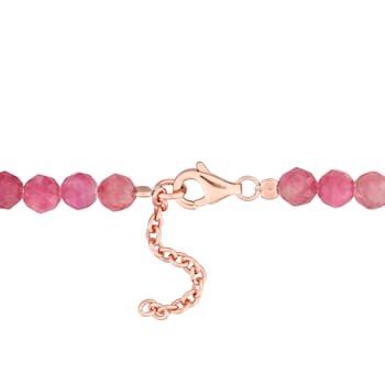 6 CT TGW Pink Tourmaline Beaded Bracelet with Rose Plated Sterling
Silver Clasp