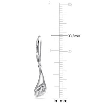 Diamond Calla Lily Leverback Earrings in Sterling Silver