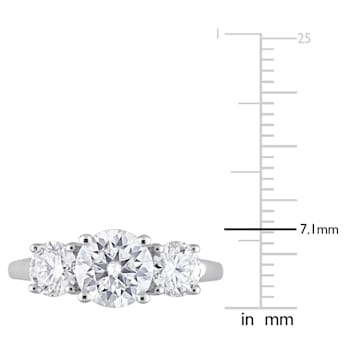 2 1/4 CT DEW Created Moissanite Three-Stone Engagement Ring in Sterling Silver