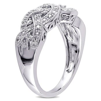 1/8 CT TW Braided Diamond Ring in Sterling Silver