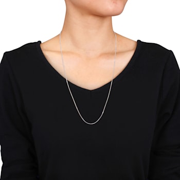 Curb Link Chain Necklace in Platinum, 24 in