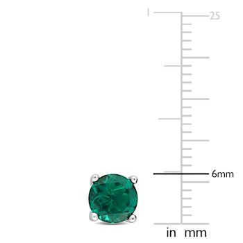1 3/4 CT TGW Created Emerald Stud Earrings in Sterling Silver