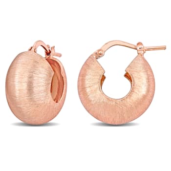 18.5MM Dome Huggie Earrings in 18K Rose Gold Over Sterling Silver