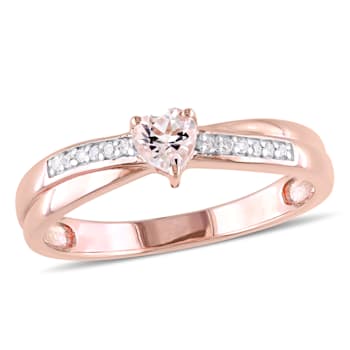 1/4 CT TGW Morganite and Diamond Accent Heart Ring in 18K Rose Gold Over
Sterling Silver