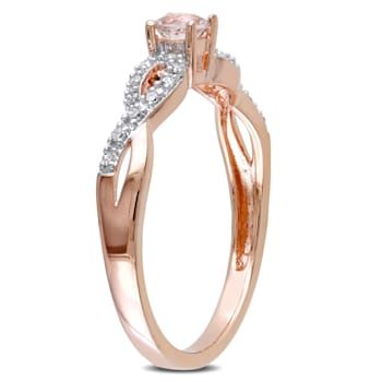 1/6 CT TGW Morganite and 1/10 CT TW Diamond Infinity Ring in 18K Rose
Gold Over Sterling Silver