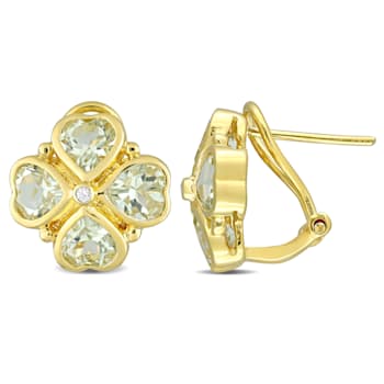 3 1/4 CT TGW Green Quartz Floral Earrings in 18k Yellow Gold Over
Sterling Silver