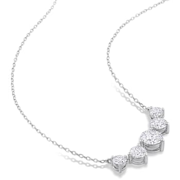 2 1/2 CT DEW Created Moissanite Heart Necklace in Sterling Silver