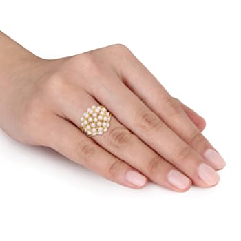 2-3MM Freshwater Cultured Pearl Split Shank Ring in Yellow Plated
Sterling Silver