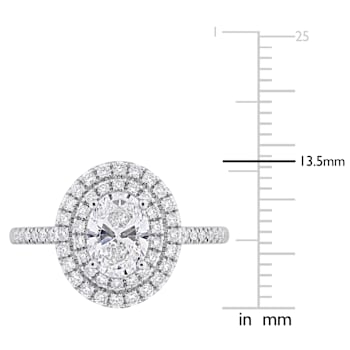 1 1/2 CT TW Lab-Grown Diamond Halo Ring in 14K White Gold