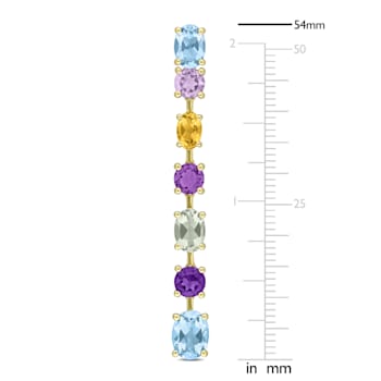 10 1/8 CT TGW Multi-Gemstone Linear Drop Earrings 14K Yellow Gold