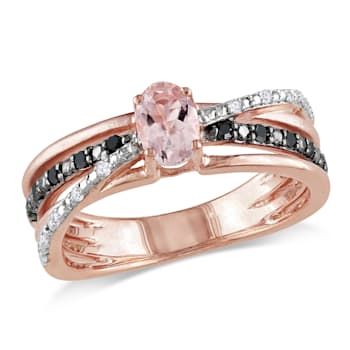 1/2 CTW Morganite, 1/7 CT TW Black and White Diamond Ring in Rose Plated
Sterling Silver
