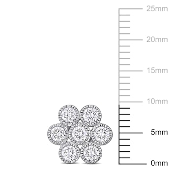 1 CT TW Diamond Flower Stud Earrings in 14k White Gold