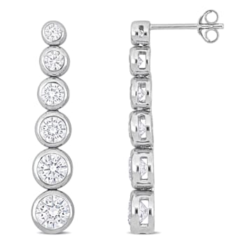 4 3/4 CT TGW Cubic Zirconia Graduated Dangle Earrings in Sterling Silver
