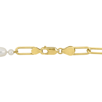 4.5-7.5 MM Freshwater Cultured Pearl Link Chain Necklace in 18K Yellow
Gold Over Sterling Silver