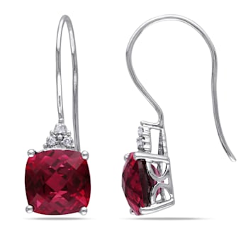 5 5/8 CT TGW Created Ruby and Diamond Accent Shepherd Hook Earrings 10K
White Gold