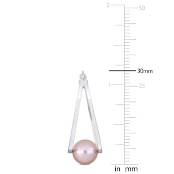 8-8.5 MM Pink Freshwater Cultured Pearl Earrings in Sterling Silver